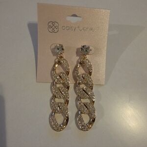 Daisy Fuentes Gold and Rhinestone  Chain Link Earrings New 4 For $20